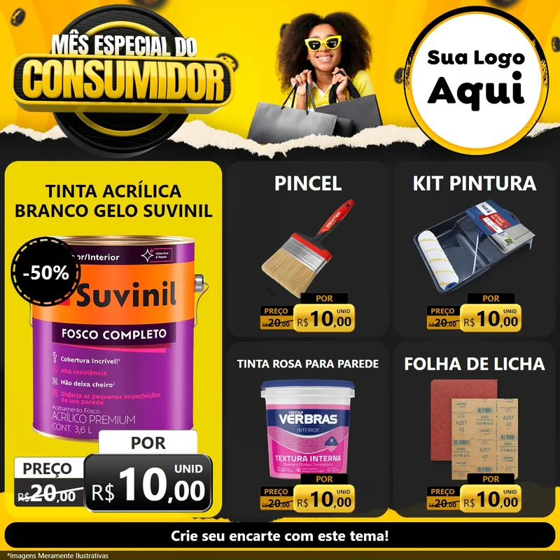 Modelo de Rede Social para Feed Facebook com o tema Mês Especial do Consumidor para Tintas e Ferramentas