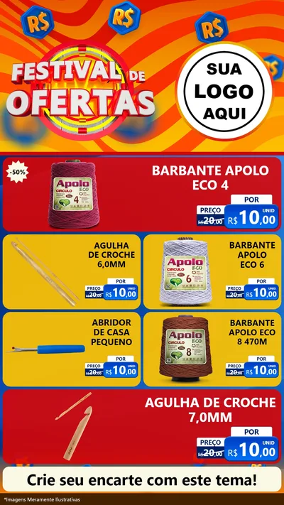 Modelo de TV para TV Vertical com o tema Festival de Ofertas para Armarinho e Aviamentos