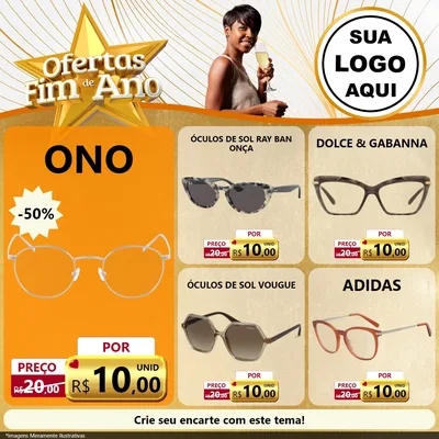 Modelo de Rede Social para Feed Facebook com o tema Ofertas Fim de Ano para Óticas