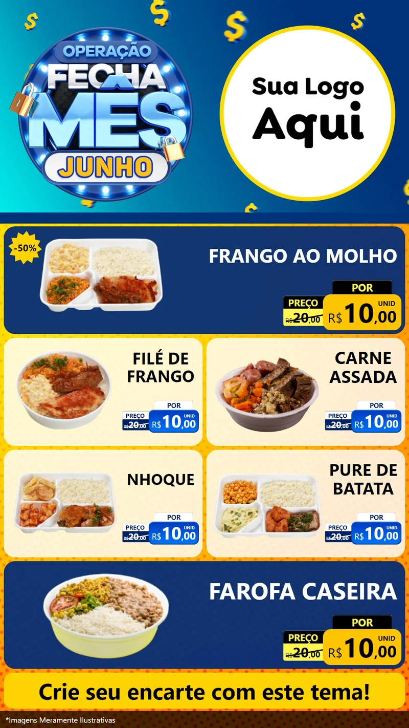 Modelo de TV para TV Vertical com o tema Operação Fecha Mês, Junho para Restaurante
