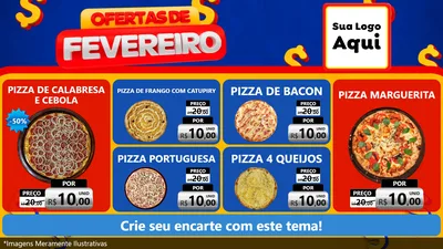 Modelo de TV para TV Horizontal com o tema Ofertas de Fevereiro para Pizzaria