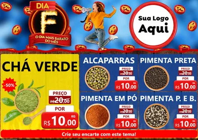 Modelo de Encarte para Encarte A4 Horizontal com o tema Dia F - O Dia Mais Barato Do Mês para Produtos Naturais