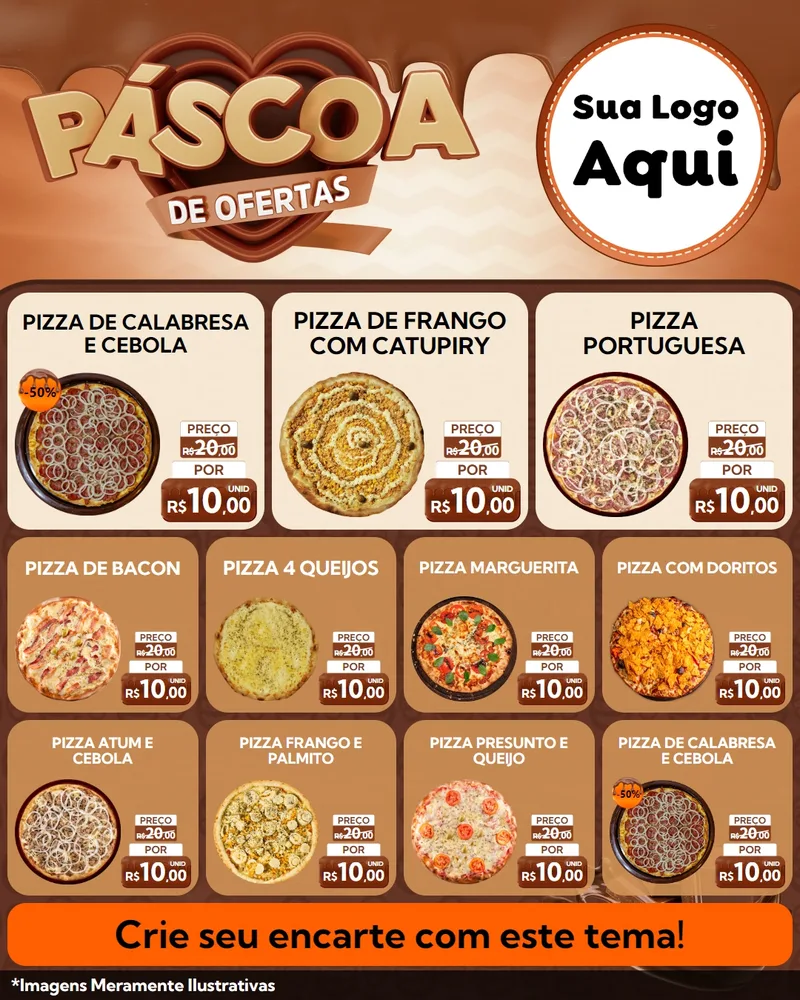 Modelo de Rede Social para Feed Instagram com o tema Páscoa de Ofertas para Pizzaria