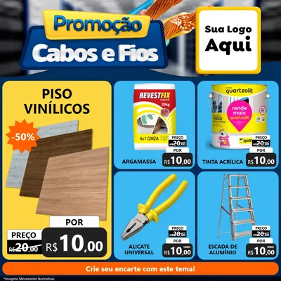 Modelo de Rede Social para Feed Facebook com o tema Promoção Cabos e Fios - Construção / Elétrica para Material para Construção
