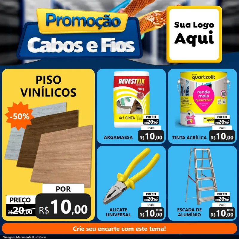 Modelo de Rede Social para Feed Facebook com o tema Promoção Cabos e Fios - Construção / Elétrica para Material para Construção