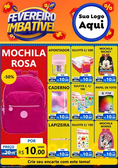 Modelo de Encarte para Encarte A4 Vertical com o tema Fevereiro Imbatível para Papelaria