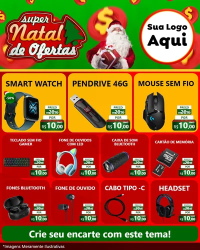 Modelo de Rede Social para Feed Instagram com o tema Super Natal de Ofertas para Informática