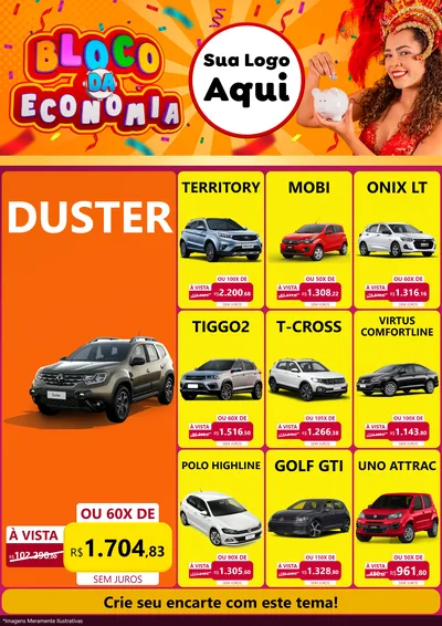 Modelo de Encarte para Encarte A4 Vertical com o tema Bloco da Economia para Concessionaria de Carros
