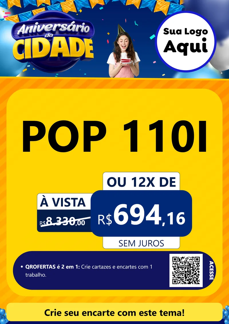 Modelo de Cartaz para Cartaz A4 Vertical com o tema Aniversário da Cidade para Concessionaria de Motos