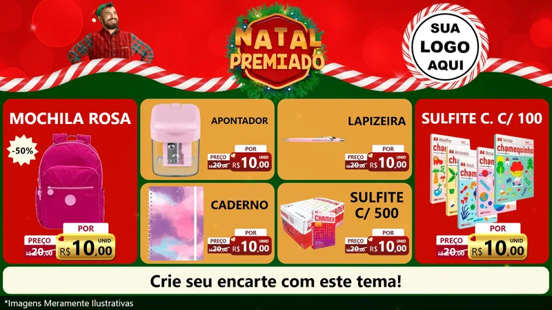 Modelo de TV para TV Horizontal com o tema Natal Premiado para Papelaria