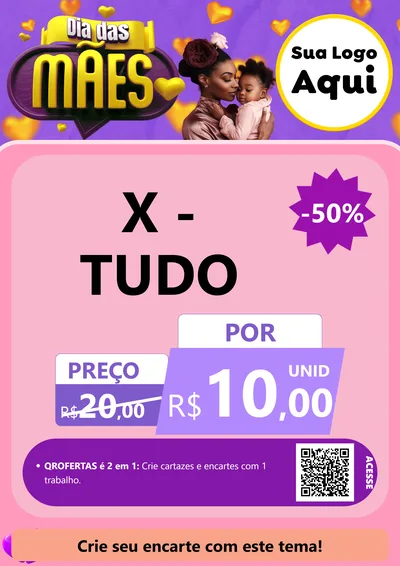Modelo de Cartaz para Cartaz A4 Vertical com o tema Dia das Mães para Hamburgueria