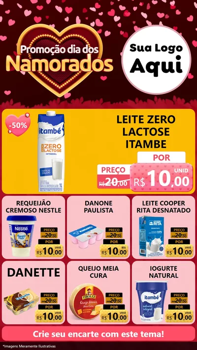 Modelo de Rede Social para Stories com o tema Promoção Dia Dos Namorados para Frios e Laticínios