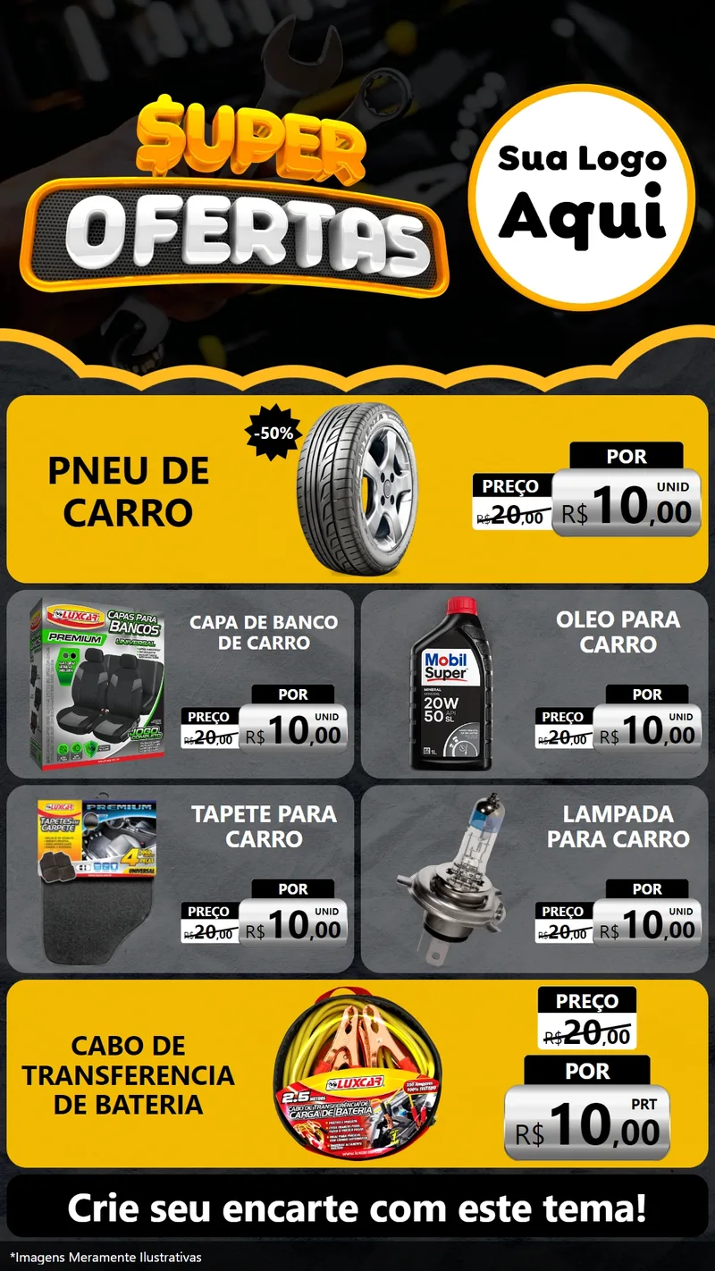 Modelo de TV para TV Vertical com o tema Super Ofertas - Autopeças para Auto peças
