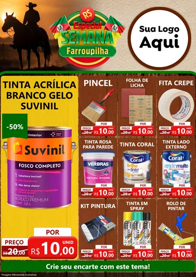 Modelo de Encarte para Encarte A4 Vertical com o tema Especial Semana Farroupilha para Tintas e Ferramentas