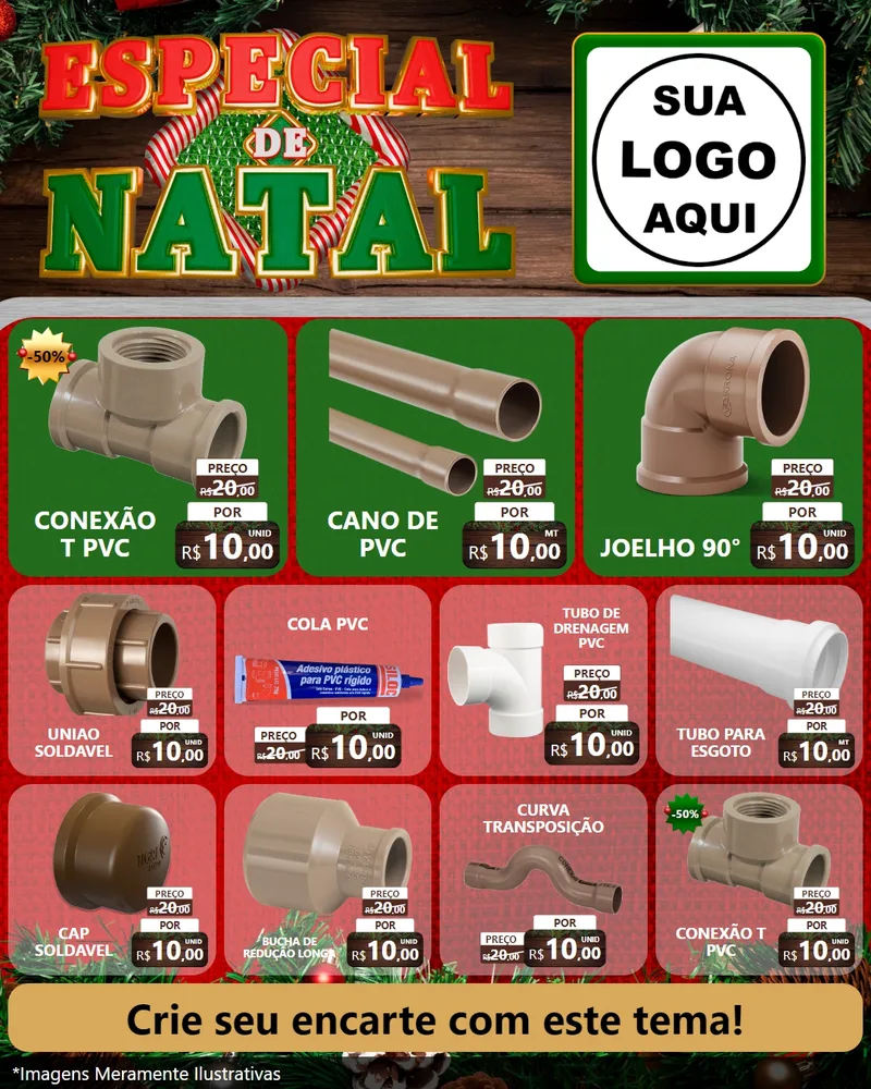 Modelo de Rede Social para Feed Instagram com o tema Especial de Natal para Tubos e conexões