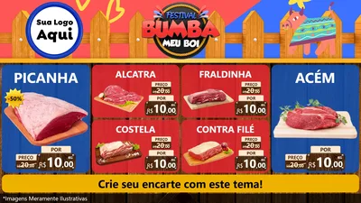 Modelo de TV para TV Horizontal com o tema Festival Bumba Meu Boi para Açougue