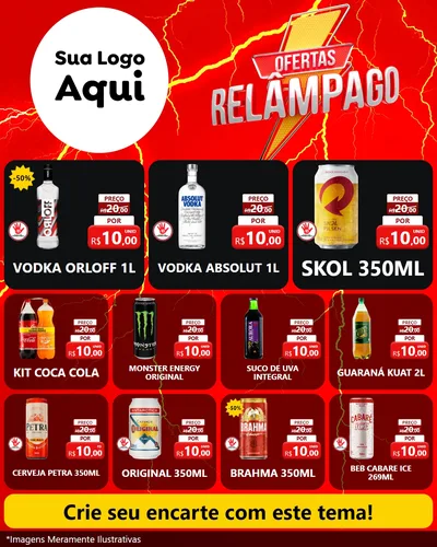 Modelo de Rede Social para Feed Instagram com o tema Ofertas Relâmpago para Distribuidora de bebidas