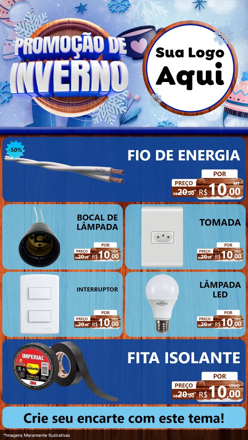 Modelo de TV para TV Vertical com o tema Promoção de Inverno para Materiais Elétricos