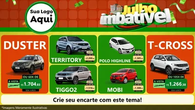 Modelo de TV para TV Horizontal com o tema Julho Imbatível para Concessionaria de Carros