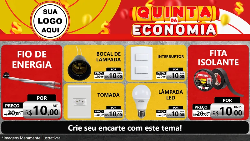Modelo de TV para TV Horizontal com o tema Quinta da Economia para Materiais Elétricos