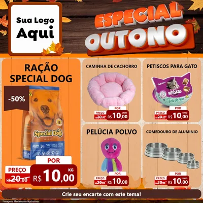 Modelo de Rede Social para Feed Facebook com o tema Especial Outono para Pet Shop