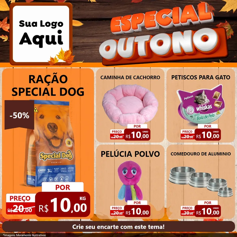 Modelo de Rede Social para Feed Facebook com o tema Especial Outono para Pet Shop