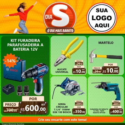 Modelo de Rede Social para Feed Facebook com o tema Dia S - O Dia Mais Barato para Maquinas e Ferramentas