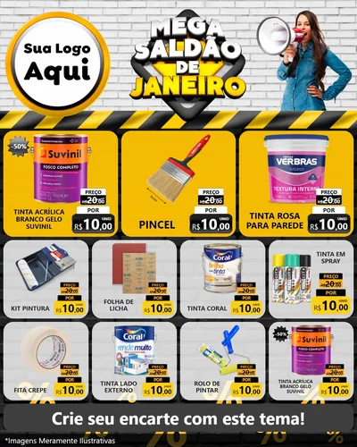 Modelo de Rede Social para Feed Instagram com o tema Mega Saldão de Janeiro para Tintas e Ferramentas