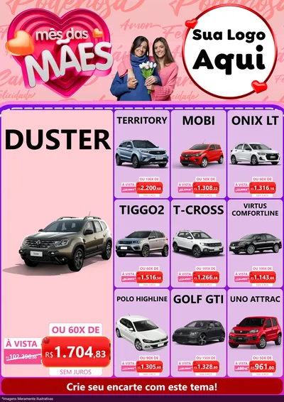 Modelo de Encarte para Encarte A4 Vertical com o tema Mês Das Mães para Concessionaria de Carros