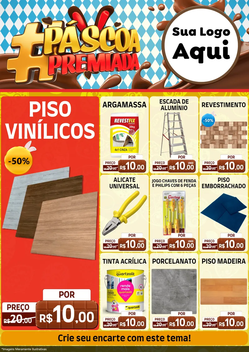 Modelo de Encarte para Encarte A4 Vertical com o tema Páscoa Premiada para Material para Construção