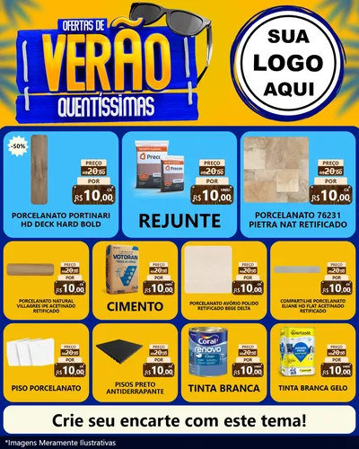 Modelo de Rede Social para Feed Instagram com o tema Ofertas de Verão Quentíssimas para Pisos e revestimentos