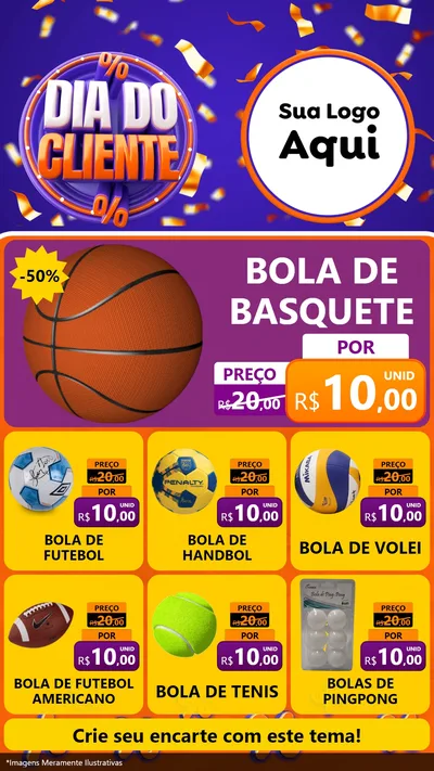 Modelo de Rede Social para Stories com o tema Dia do Cliente para Artigos Esportivos