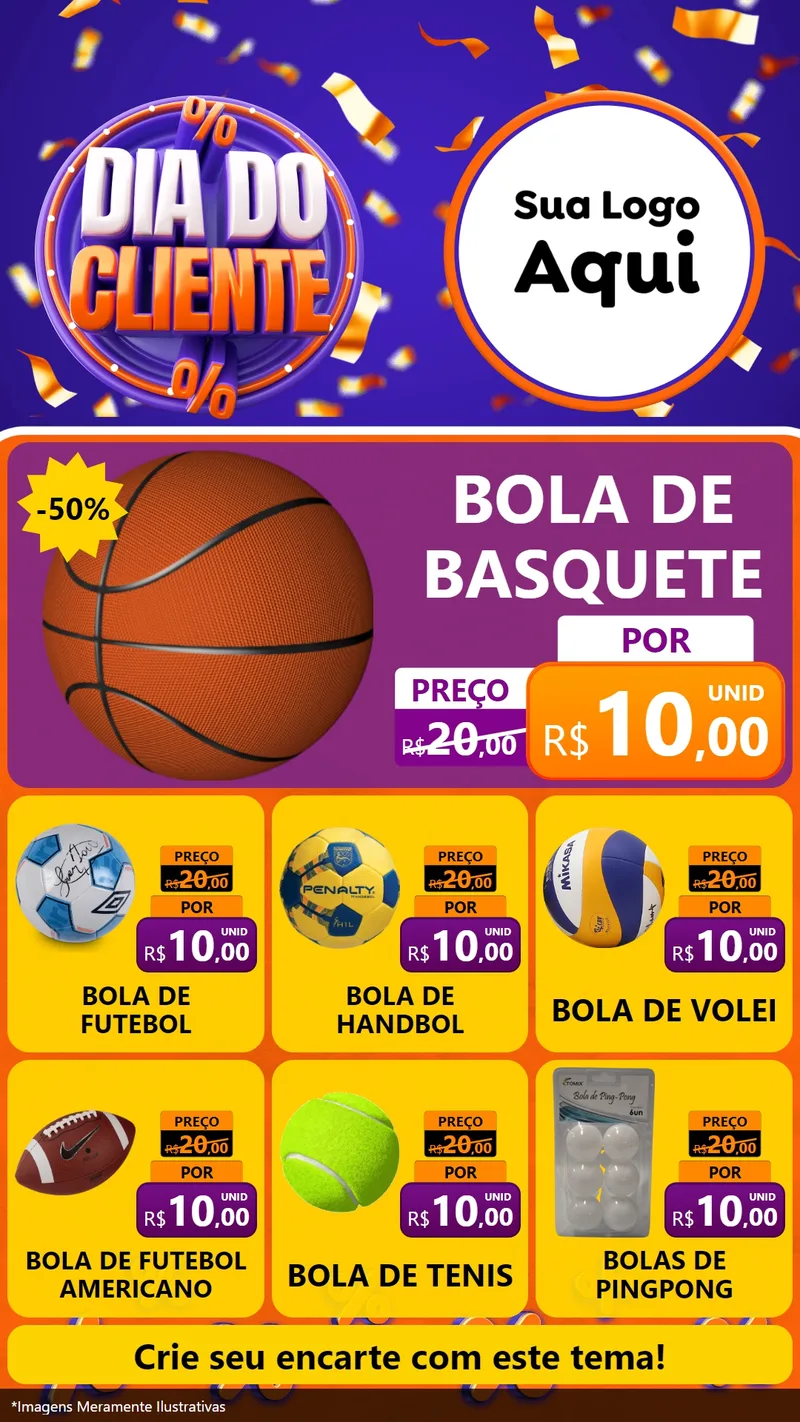 Modelo de Rede Social para Stories com o tema Dia do Cliente para Artigos Esportivos
