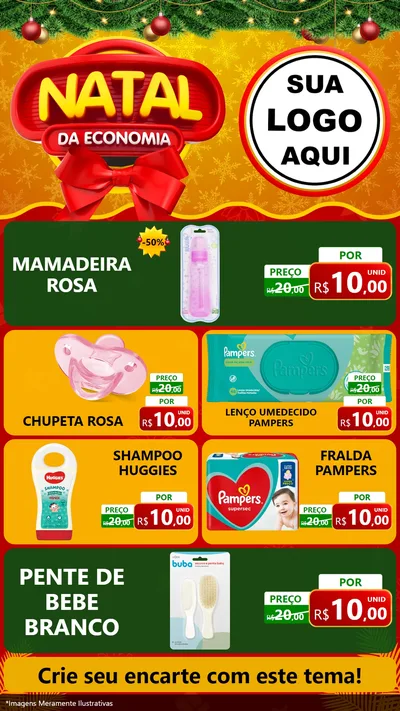 Modelo de TV para TV Vertical com o tema Natal da Economia para Bebês