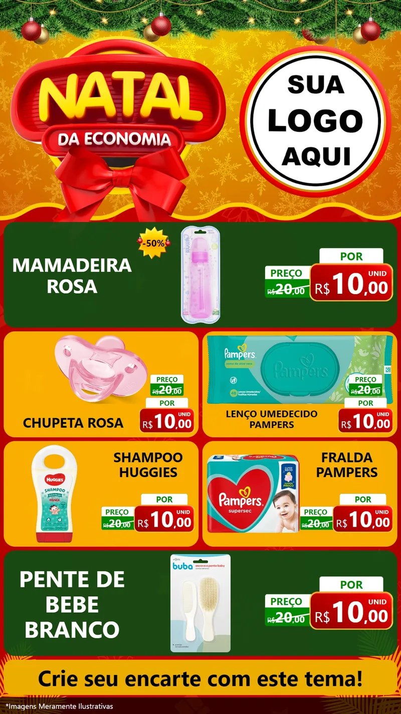 Modelo de TV para TV Vertical com o tema Natal da Economia para Bebês