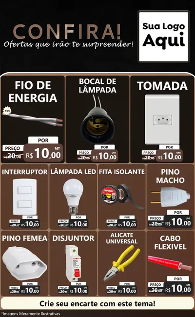 Modelo de Encarte para Encarte Grande com o tema Confira! Ofertas que irão te surpreender! para Materiais Elétricos