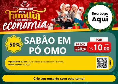 Modelo de Cartaz para Cartaz A4 Horizontal com o tema Momento em Família (Natal) para Produtos de Limpeza