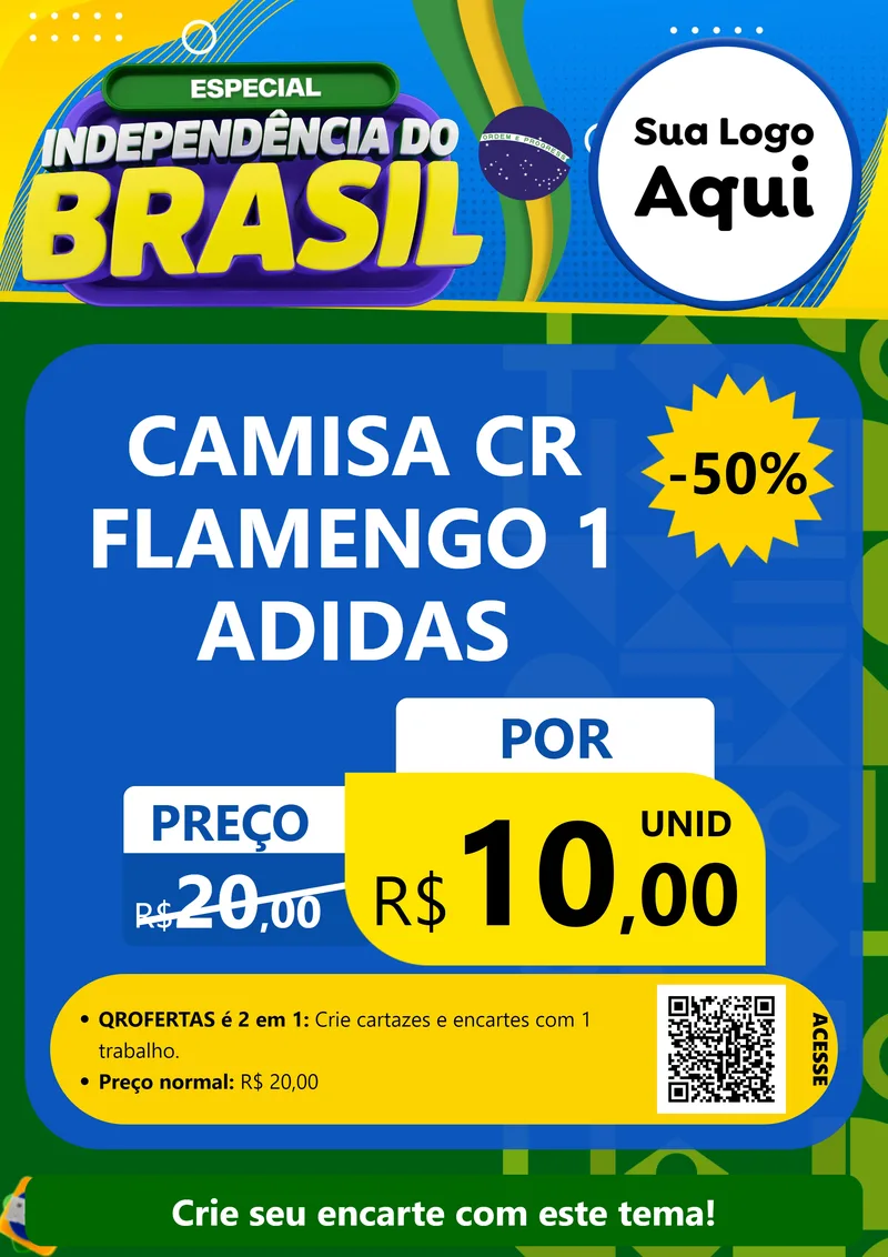 Modelo de Cartaz para Cartaz A4 Vertical com o tema Especial Independência do Brasil para Roupas e acessórios