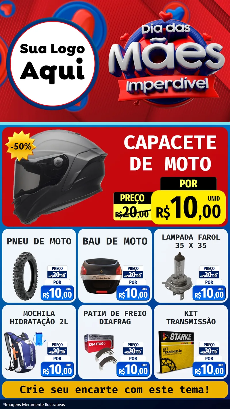 Modelo de Rede Social para Stories com o tema Dia Das Mães Imperdível para Moto peças