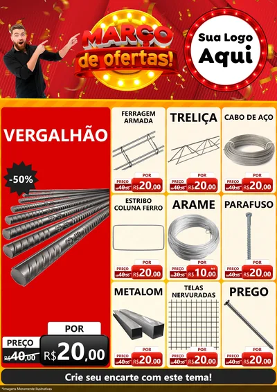 Modelo de Encarte para Encarte A4 Vertical com o tema Março de Ofertas! para Ferragens