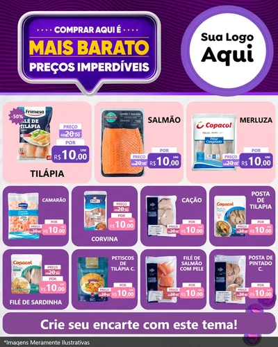 Modelo de Rede Social para Feed Instagram com o tema Mais Barato para Peixaria