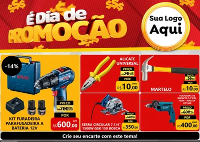 Modelo de Encarte para Encarte A4 Horizontal com o tema É Dia De Promoção para Maquinas e Ferramentas