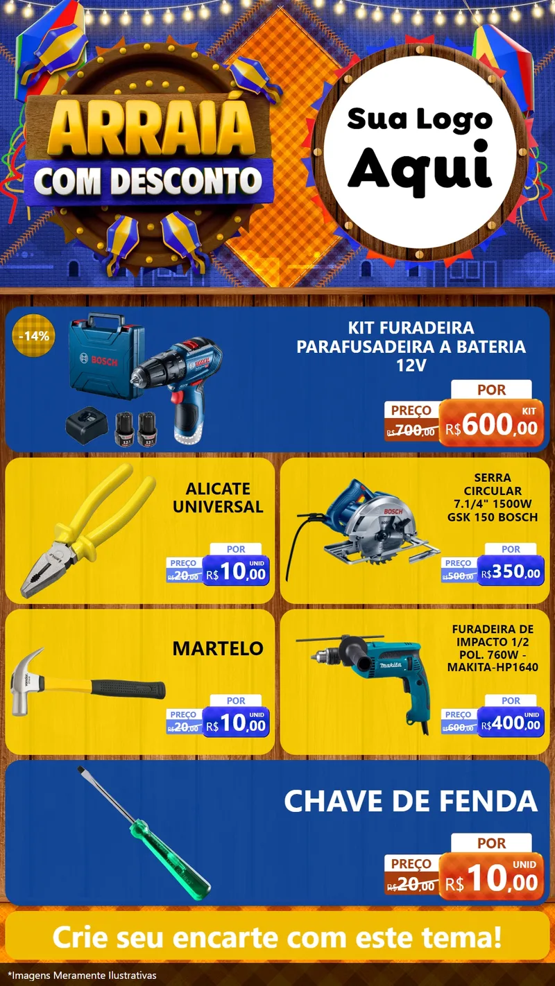 Modelo de TV para TV Vertical com o tema Arraiá Com Desconto para Maquinas e Ferramentas