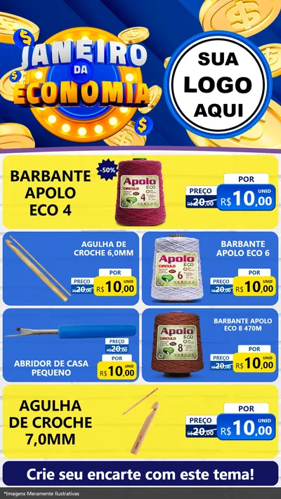 Modelo de TV para TV Vertical com o tema Janeiro da Economia para Armarinho e Aviamentos