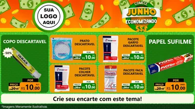 Modelo de TV para TV Horizontal com o tema Comece Junho Economizando para Embalagens