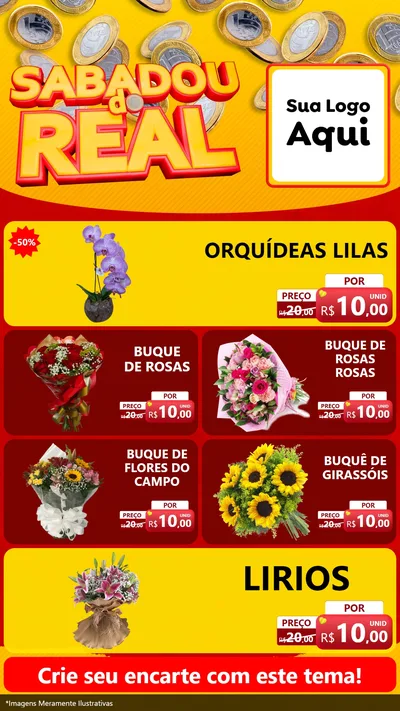 Modelo de TV para TV Vertical com o tema Sabadou do Real para Floricultura e jardim