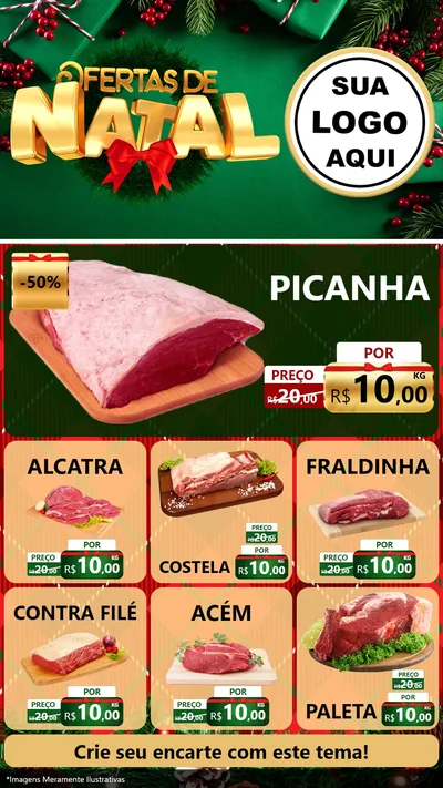 Modelo de Rede Social para Stories com o tema Ofertas de Natal para Açougue