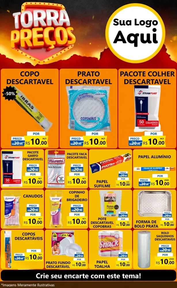 Modelo de Encarte para Encarte Grande com o tema Torra Preços para Embalagens