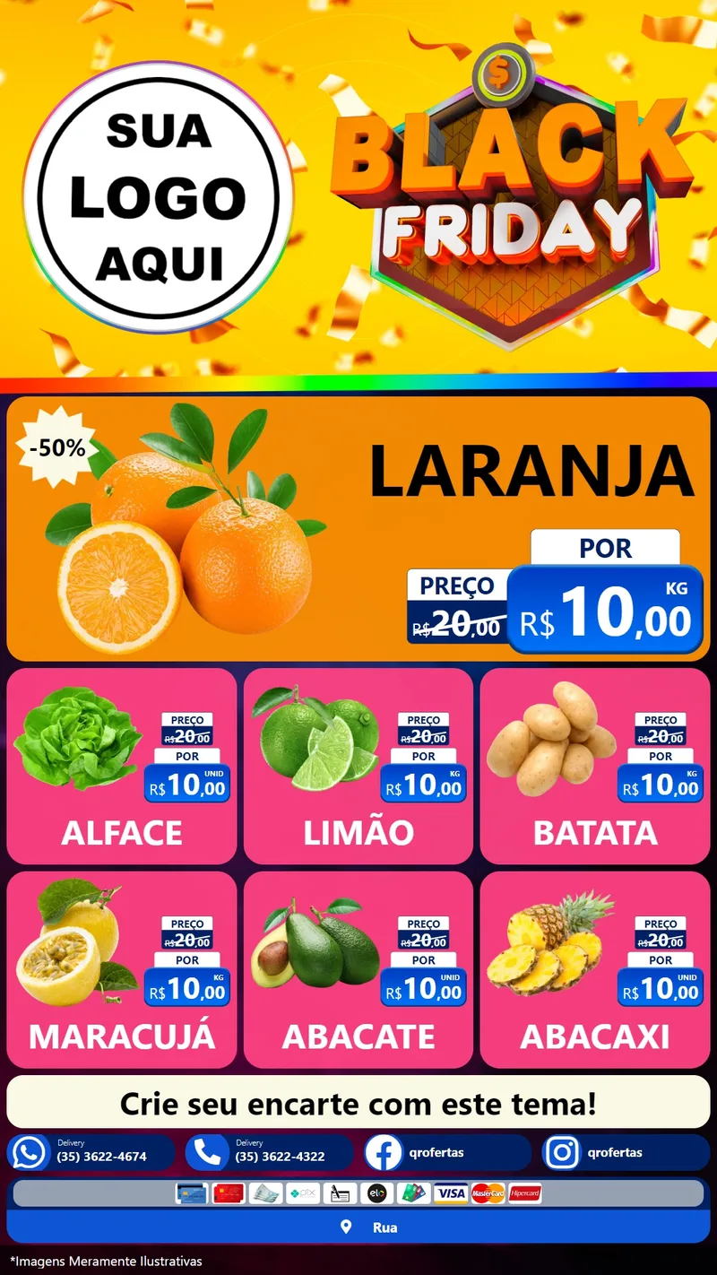 Modelo de Rede Social para Stories com o tema Black Friday para Hortifrúti