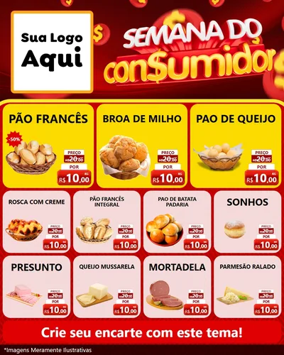 Modelo de Rede Social para Feed Instagram com o tema Semana do Consumidor para Padaria